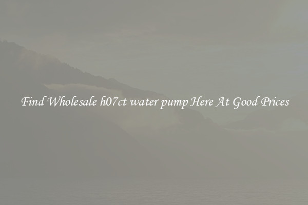 Find Wholesale h07ct water pump Here At Good Prices