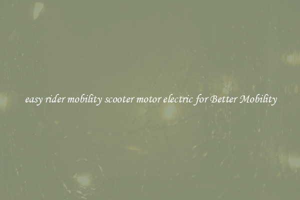 easy rider mobility scooter motor electric for Better Mobility